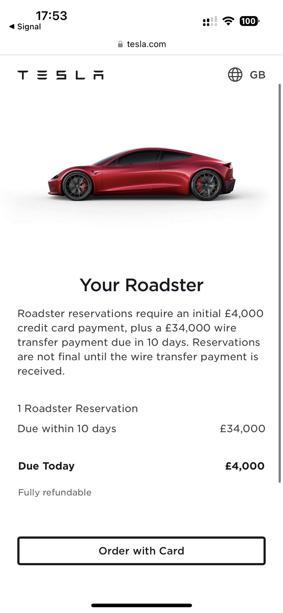 Reserve tesla roadster deals