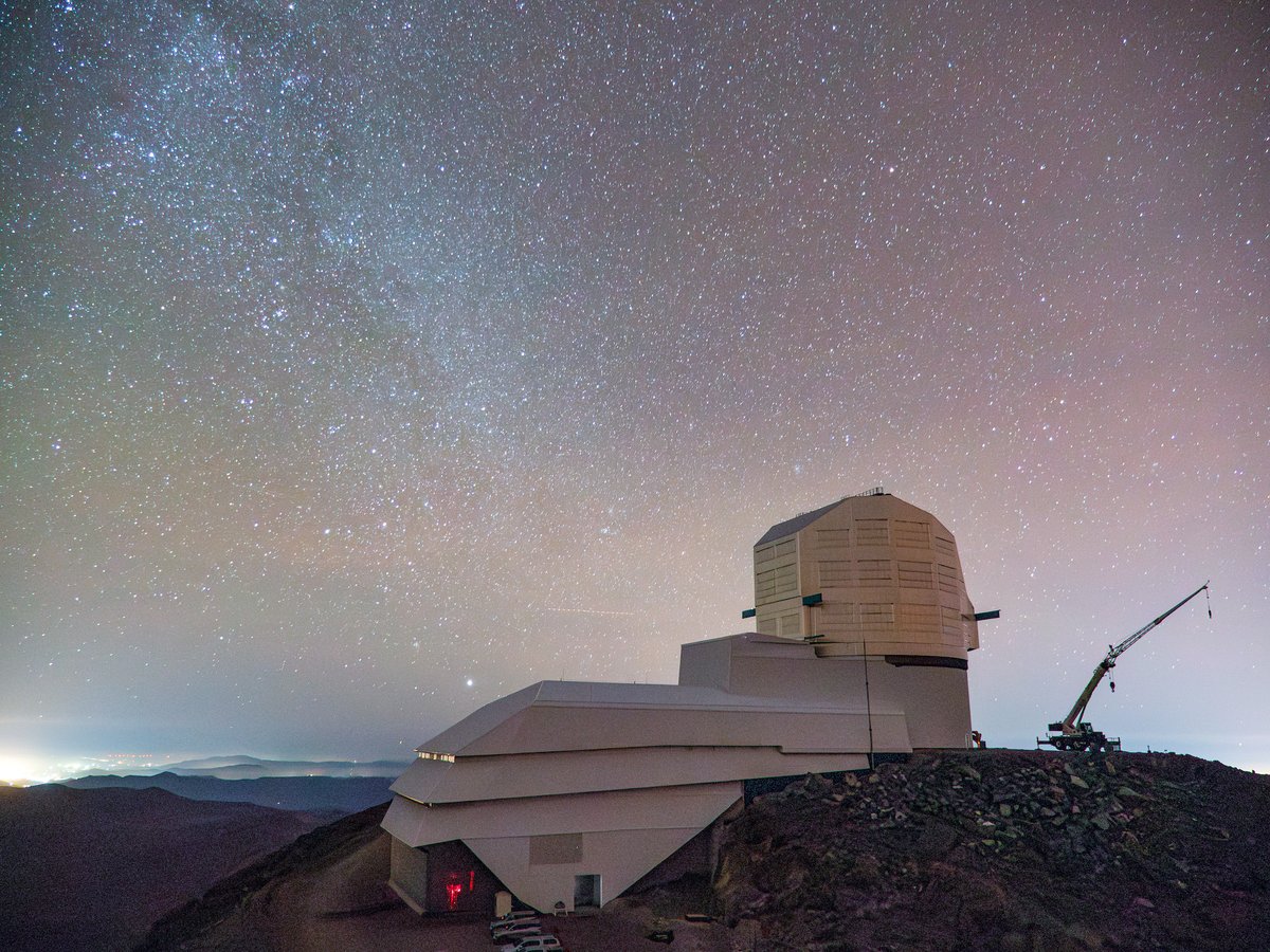 VRubinObs's tweet photo. Time for a reintroduction!

Vera C. Rubin Observatory is a new facility being built on Cerro Pachón in Chile (you might know us by our former name: LSST). When complete, Rubin will image the sky every 3-4 nights for 10 years, using an 8.4m telescope &amp; 3200 MP car-sized camera! 🧵 https://t.co/7QCK5kO8OR