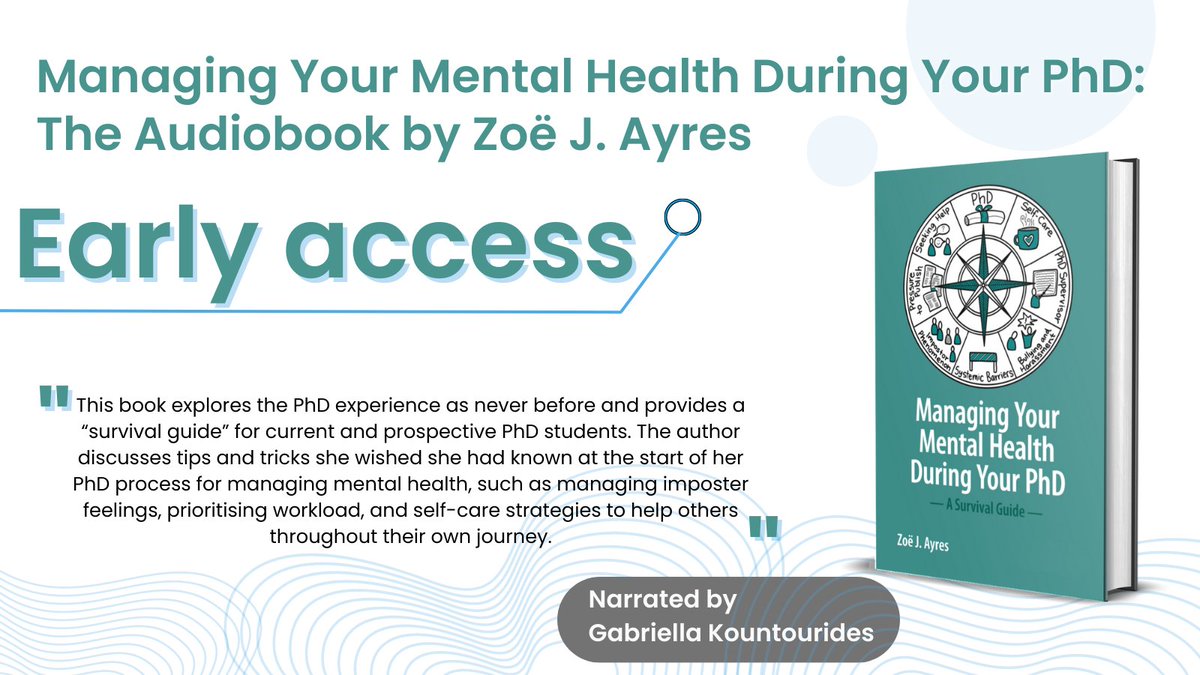 🚨Here we go!!🚨

Enjoy early access to the 'Managing Your Mental Health During Your PhD' by following this link: shorturl.at/lnsuH and buying the audiobook.

AND if you can't afford to, no problem: the audiobook will be released weekly from Saturday, completely free.