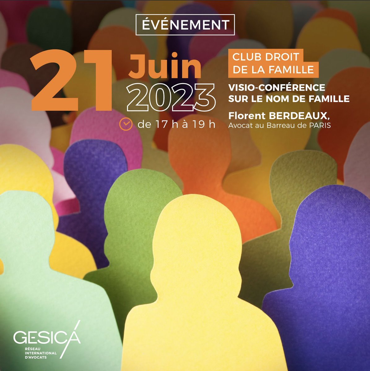 Le Club Droit de la Famille du réseau GESICA vous propose une visio conférence sur le nom de famille ! 

➡️Pour vous inscrire c'est par ici : bit.ly/45HXg0b

Janick DUBY DELANNOY
Florent Berdeaux.

#nomdefamille #droit #droitdelafamille #Savethedate