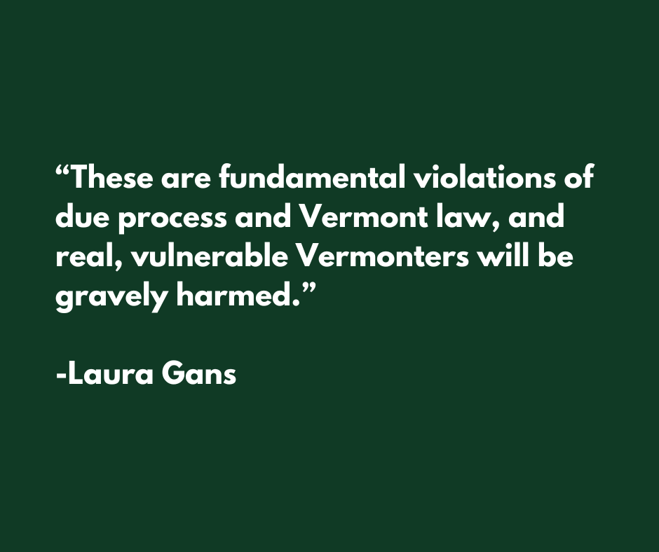 "These are fundamental violations of due process and Vermont law,” says Laura Gans, lead counsel for the plaintiffs, “real, vulnerable Vermonters will be gravely harmed.” An estimated 2,800 people will become ousted from their motel rooms on 6/1 and 7/1 bit.ly/3OOXvAO