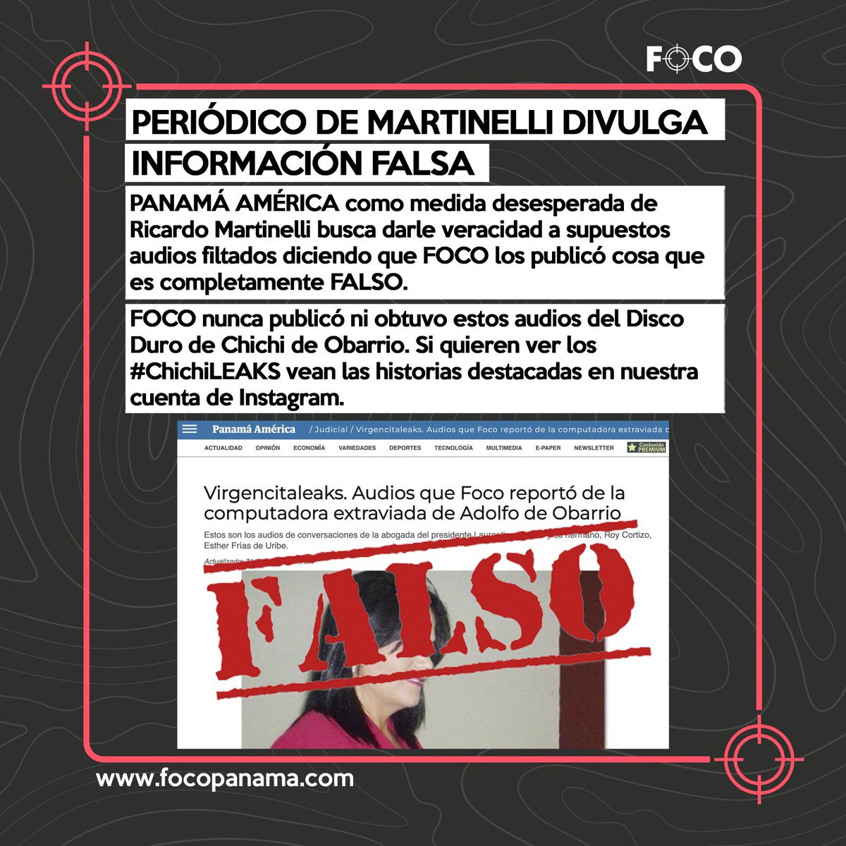 focopanama's tweet photo. La credibilidad de esos medios está tan por el piso que creen que poniendo que viene de FOCO les va a dar credibilidad. #PERRONES https://t.co/nM8U2Ph6ae