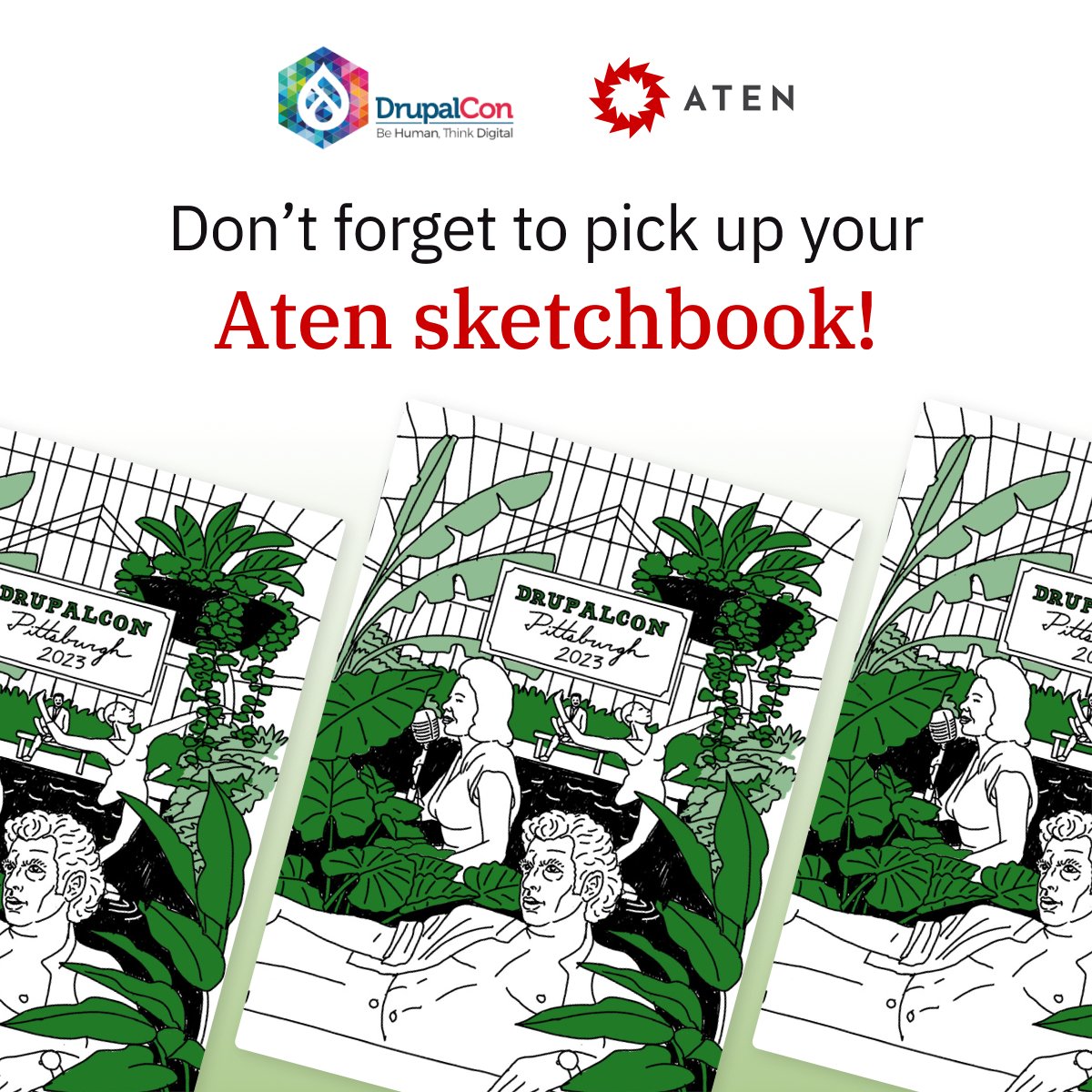 atendesign's tweet image. The Atenauts are ready to see everyone at @drupalcon next week and we are particularly excited to about this year's #DrupalCon2023 sketchbook featuring some famous folks of Pittsburgh. Stop by our booth to chat, enter our prize give-away, and grab your Aten sketchbook!