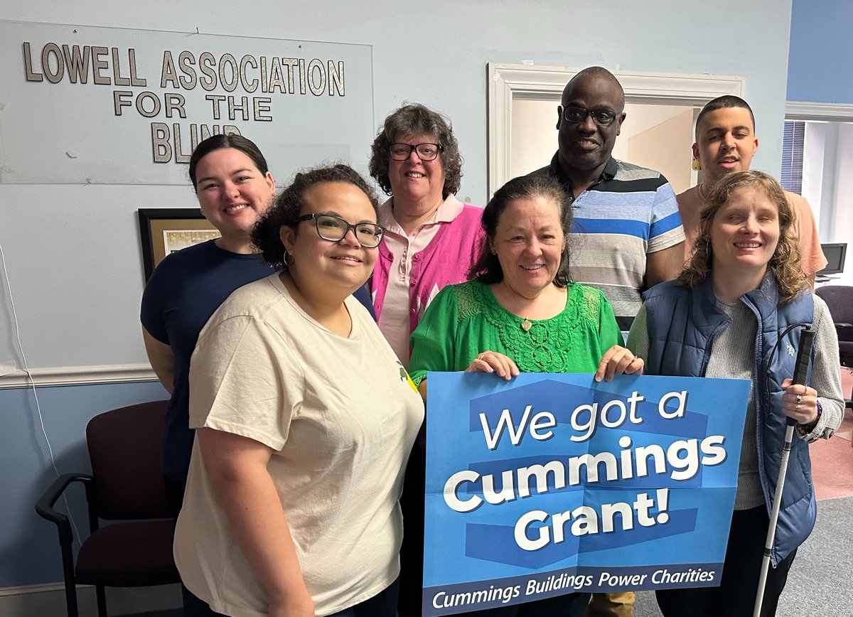 Lowellblind's tweet photo. LAB is proud to annouce we have received a Cummings Grant for 2023!  The grant which will assist with general operating is for $25,000 per year for three years!  Thank you Cummings Foundation for your generous support.  #CummingsGrant https://t.co/a4SajZdNft