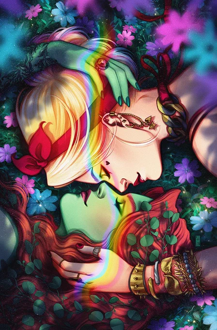 My #Harlivy covers for DC PRIDE from 2021, 2022, and now 2023! Thank you to everyone who picked one (or all? ) of these up-thanks to you, they keep asking me to draw these two every year and it has been such a treat to get to do a new take on them each time  Happy Pride!
