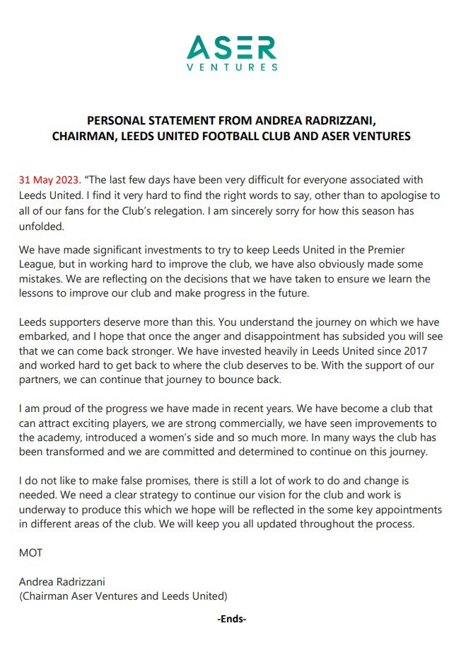 Andrea Radrizzani tweet media