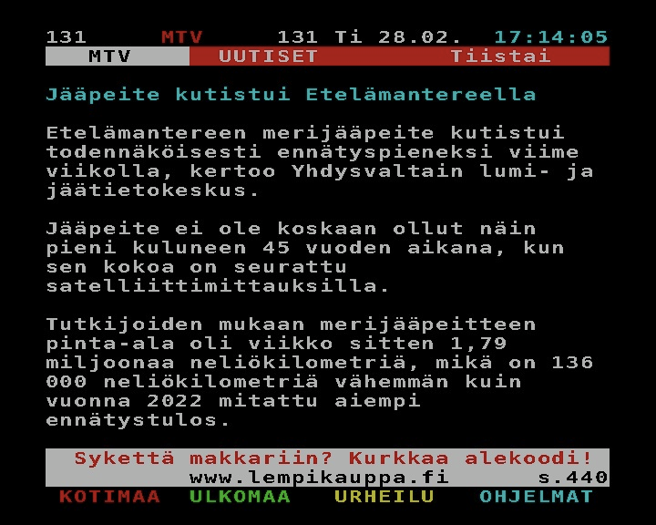 The impact of the climate crisis in melting sea ice in the Arctic is clear in the records that stretch back to 1979. 

#ilmastonmuutos  #Etelämanner