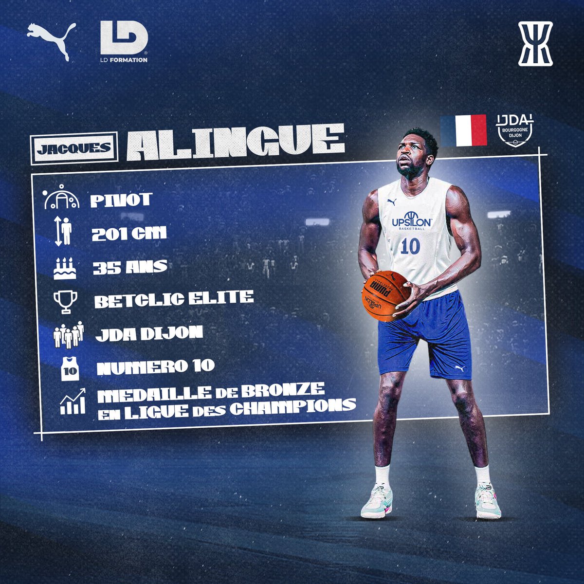UpsilonBasket's tweet photo. Jacques est un joueur référencé et un pilier de la @jdadijonbasket avec un parcours qui démontre qu’il est difficile de réussir sans travailler.
Nous avons beaucoup de chance de le compter parmi nous.
#TeamUpsilon #JacquesAlingue #basketball #workout #playerdevelopment https://t.co/O2ECQVGtr9