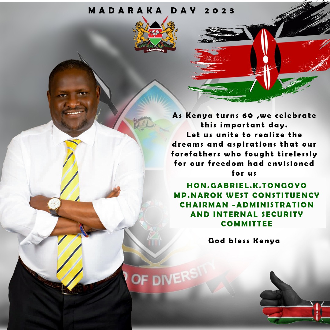 GKTongoyo's tweet photo. Madaraka Day celebration is a special occasion for us to remember the history of our nation and  accord respect to the heroes who fought for the freedom we enjoy as Kenyans. 

“We stand for freedom. That is our conviction for ourselves; and that is our only commitment to others” ~John F Kennedy.

HAPPY MADARAKA DAY.