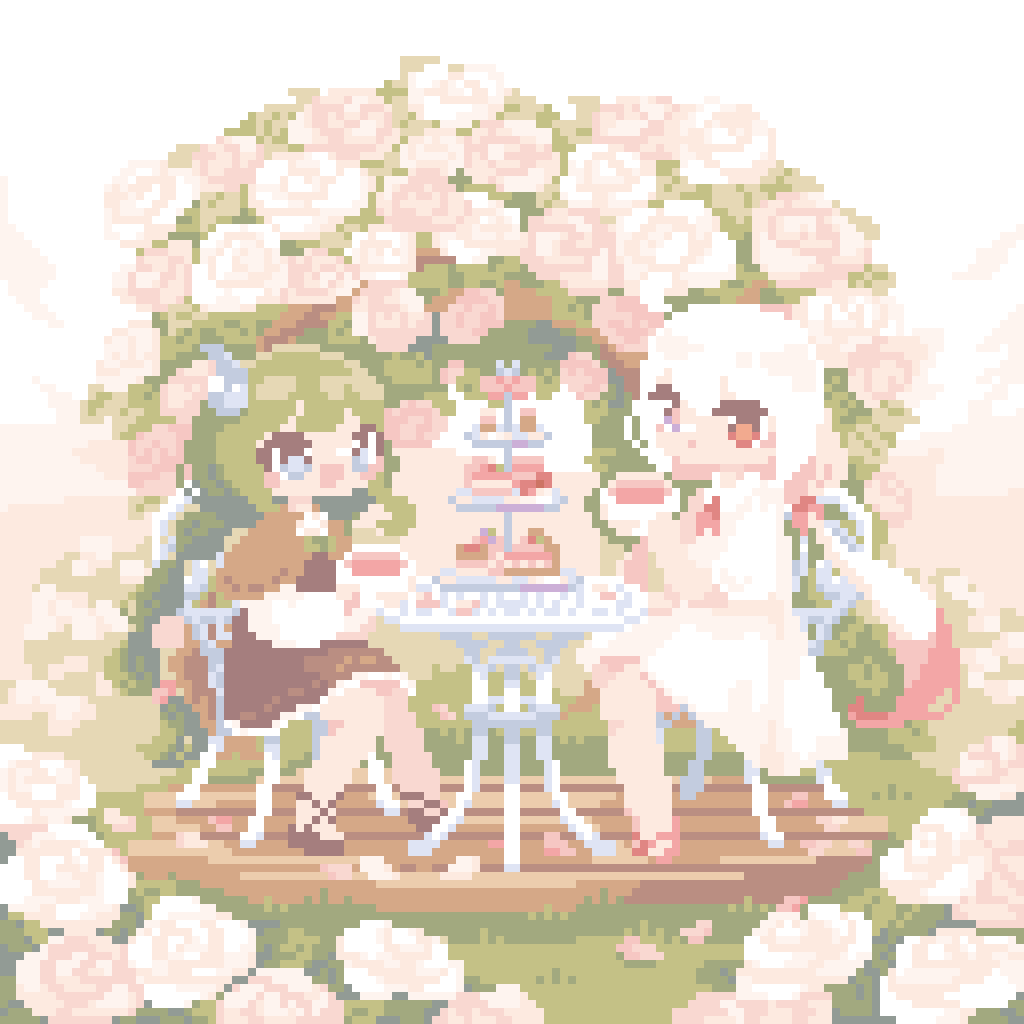 🌹☕🌿 #毎日ドット絵 #dotpict