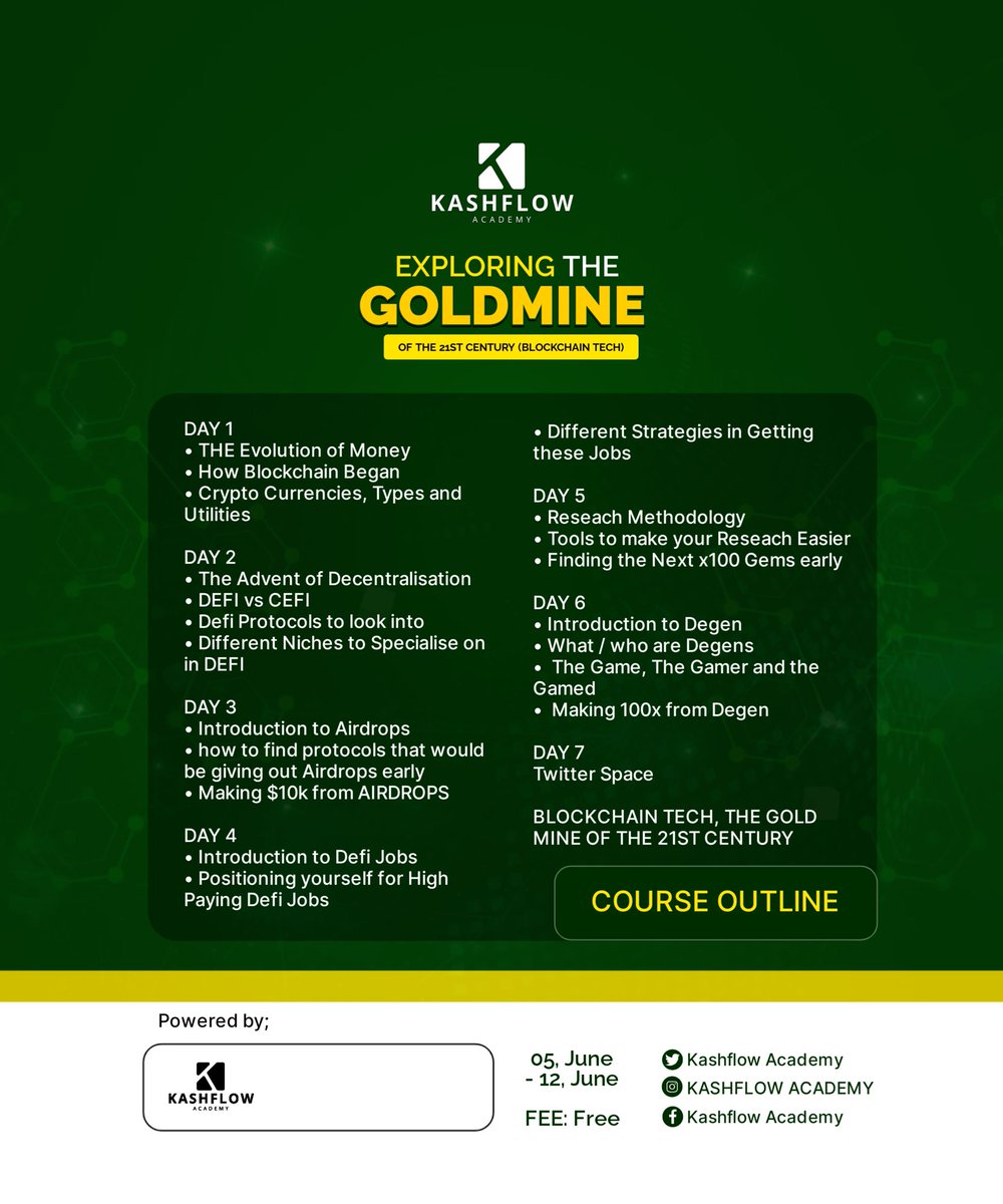 Here is the course outline and the  order in Which the BOOTCAMP will progress.

Actually, we know some Academies that charges $100 for a class  like this 

But No

We are charging you $0

Its Totally free for Everyone 

💃💃💃💃