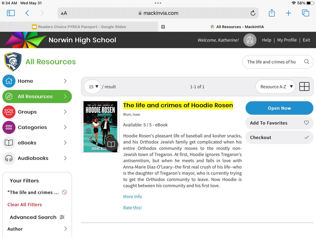 PSLA_News's tweet photo. Before summer break, this #spotlightlibrarianPSLA promoted our @PA_YRCA passport “app,” so that students can easily find and record their next great read! Participants can access Norwin’s @MackinVIA books directly from the passport! How do you promote #PYRCA books? #psla https://t.co/lgL5R1ppAH