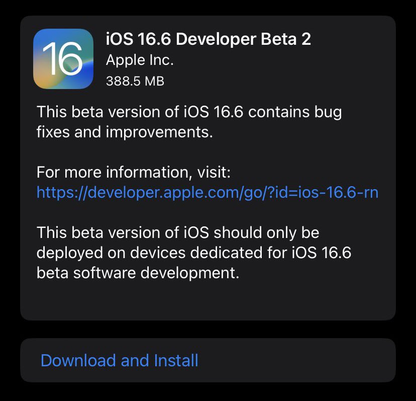 А вот и iOS 16.6 developer beta 2 
#apple #ios166 #beta #developer