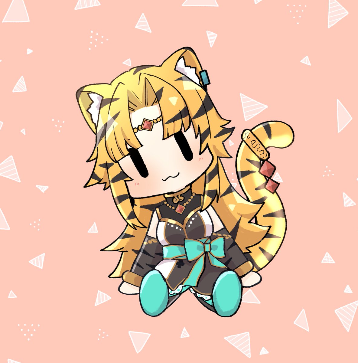 1girl tiger girl animal ears tiger ears solo tail tiger print  illustration images