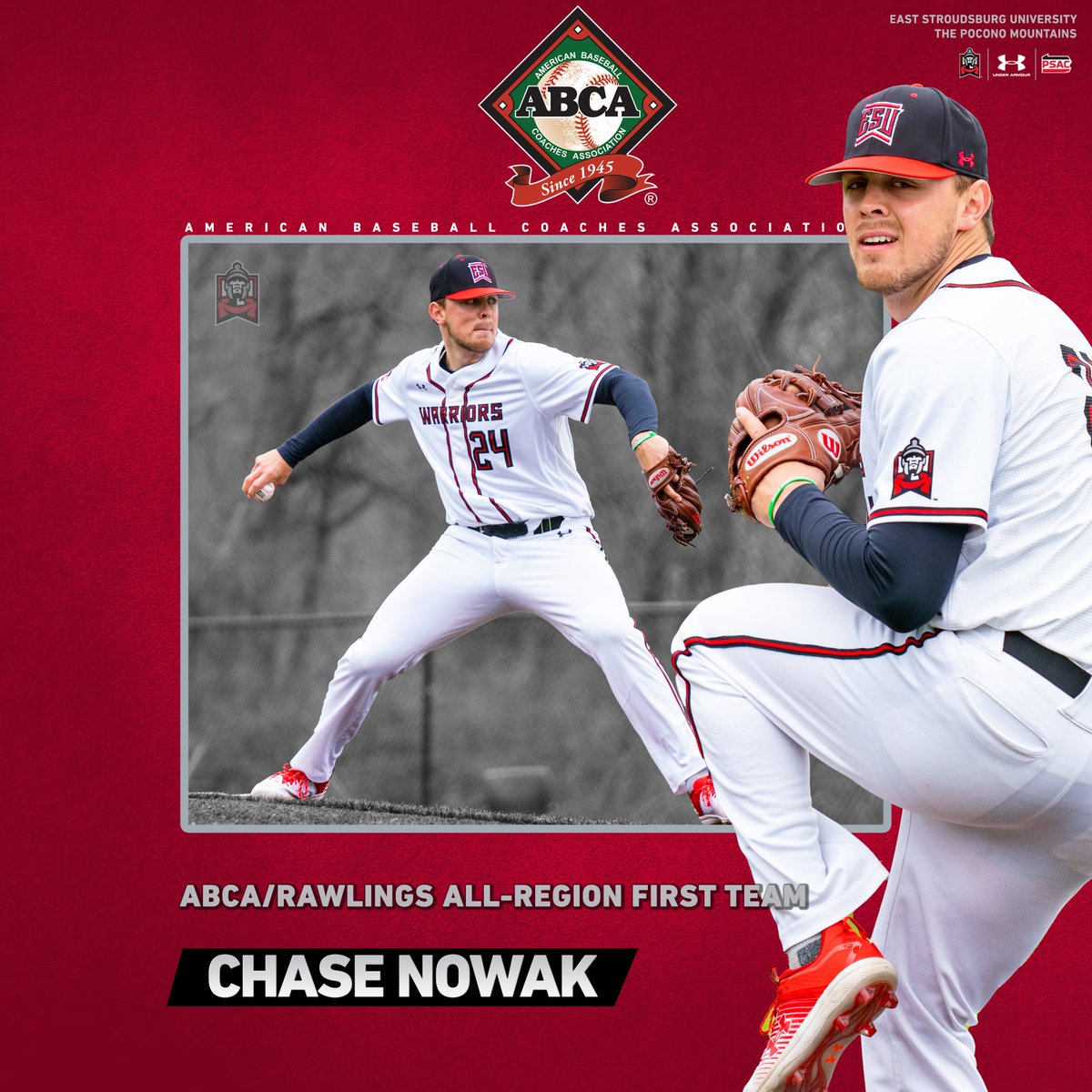 ESUWarriors's tweet photo. 𝐀𝐁𝐂𝐀/𝐑𝐀𝐖𝐋𝐈𝐍𝐆𝐒 𝐀𝐋𝐋-𝐑𝐄𝐆𝐈𝐎𝐍 𝐅𝐈𝐑𝐒𝐓 𝐓𝐄𝐀𝐌

Chase Nowak and Tom Resinger continue to collect postseason honors for @ESU_Baseball!

Nowak becomes a two-time ABCA/Rawlings All-Region selection!

📰: https://t.co/1qSiAVhtnS

#WhereWarriorsBelong https://t.co/ryKdn0vza7