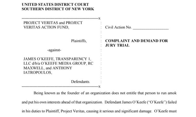 Project Veritas Is Suing Founder James O’Keefe FxeRnVQWAAo1v5U?format=jpg&name=small