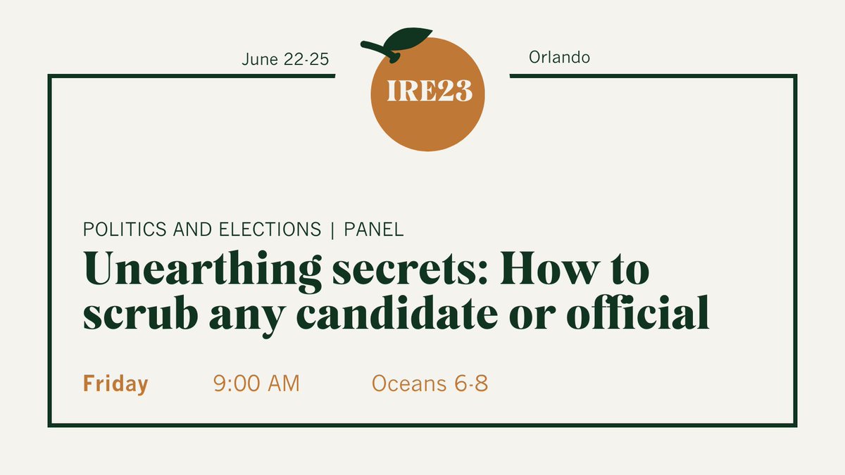 Coming soon to #IRE23: How to find out everything you need to know about the people in power. Panelists @AmyJo_Brown, @SteveEder and Jacqueline Sweet (@JSweetLI) will cover building a vetting strategy, identifying the right stories, which records to pull, surprising angles to…