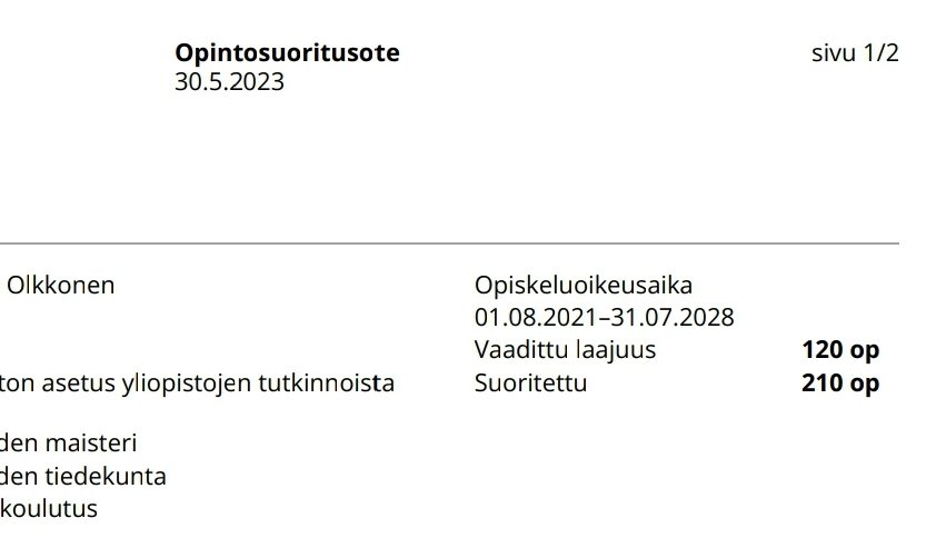 OlkkonenLaura's tweet photo. Melkein maisteri 💪😊 Opintopisteistä näkee, että on ollut paljon mielenkiintoista opittavaa tällä matkalla. Nyt vielä hetkeksi keskitytään graduun #uef #hoitotiede https://t.co/S8lbUL9Psl