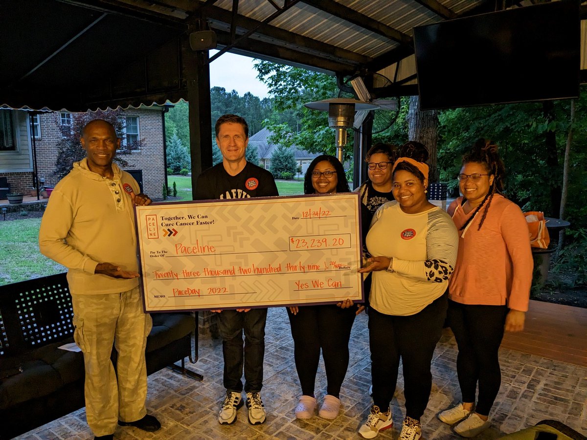 Thanks to 2022 Community Team of the Year (Yes We Can), led by co-captains Brennan Francois & Shalanda Morris, for returning for #PaceDay2023. They raised $23,239.20 in '22, which will help fund nine new projects at the @GACancerCenter. Stay tuned! #paceday2023 #jointhepaceline