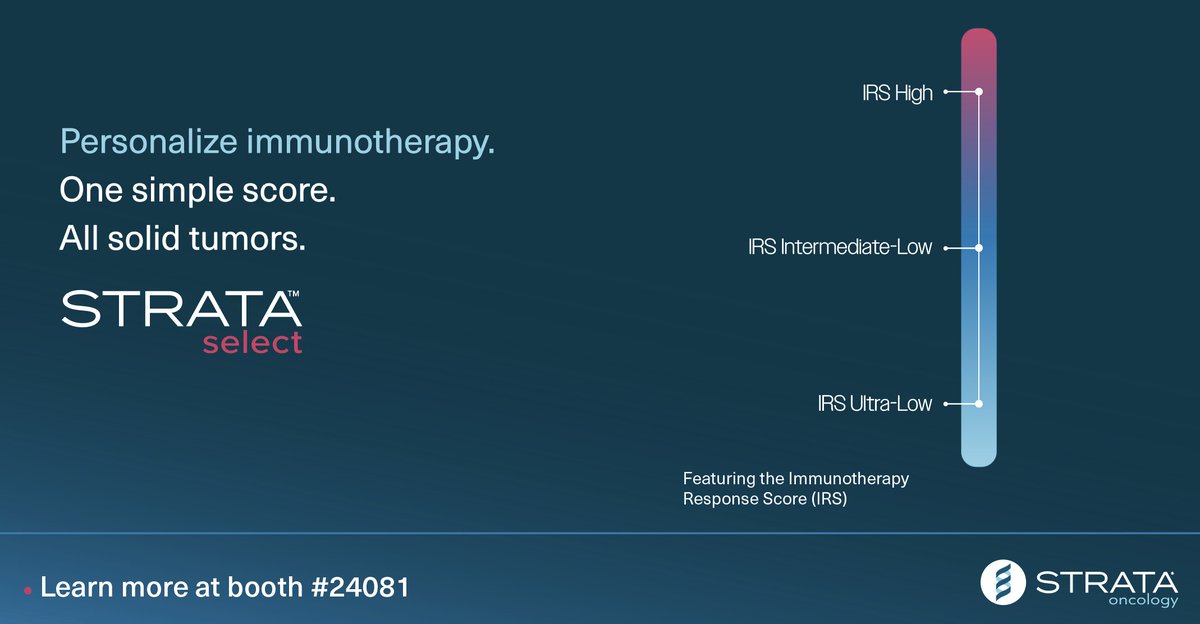 Connect with us this weekend at #ASCO23 to learn more about Strata Select, including new data just published in an ASCO abstract -- an independent validation of the Immunotherapy Response Score conducted by Kaiser Permanente.

meetings.asco.org/abstracts-pres…