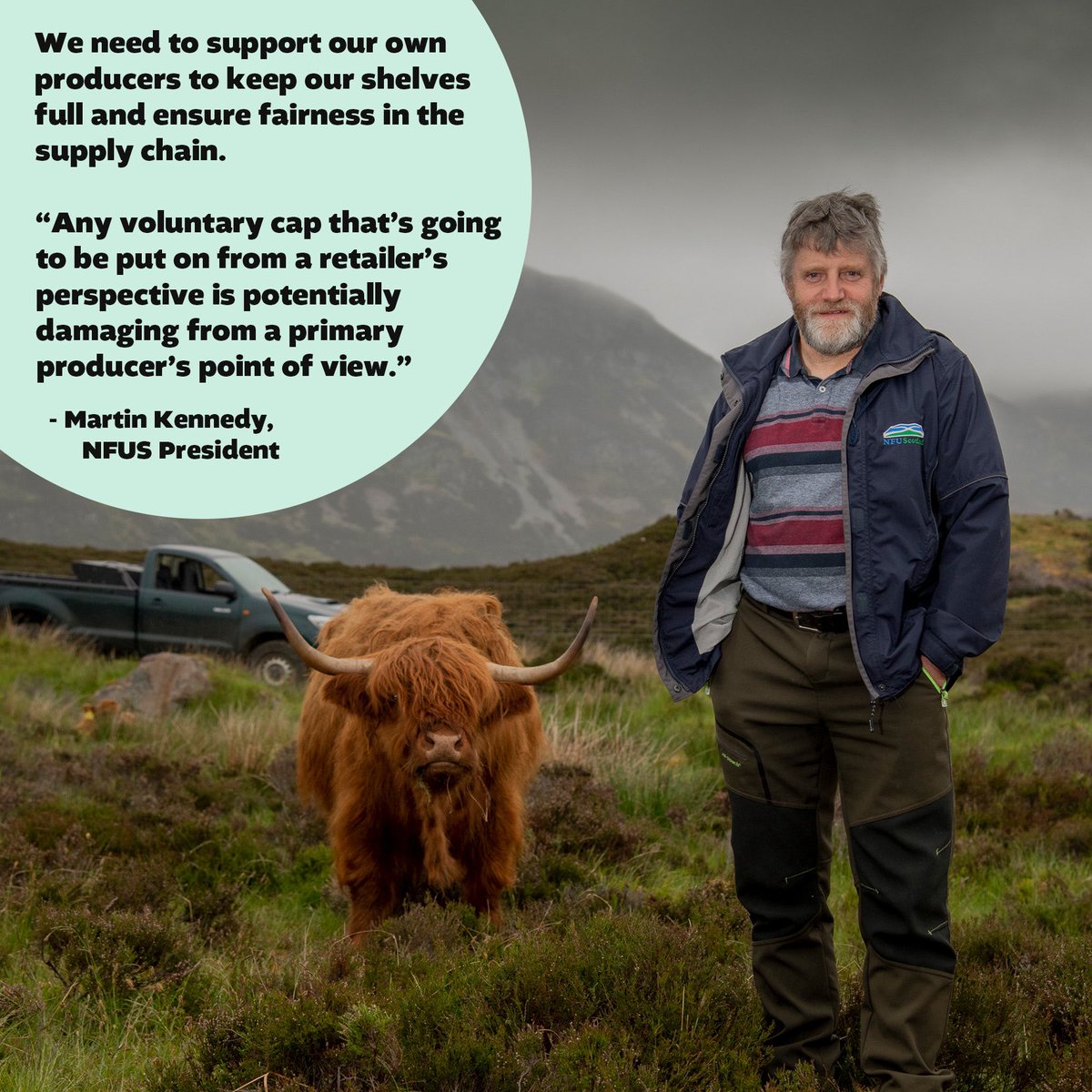 NFUStweets's tweet photo. A voluntary cap from retailers on food prices is potentially damaging from a primary producerβs point of view π
#NFUS President, @MartinKennedyVP, spoke to @BBCRadioScot about the proposed voluntary price cap on food from Downing Street.
Listen here β¬οΈ
https://t.co/WRKmD92lrC https://t.co/x3LXPAwOuz