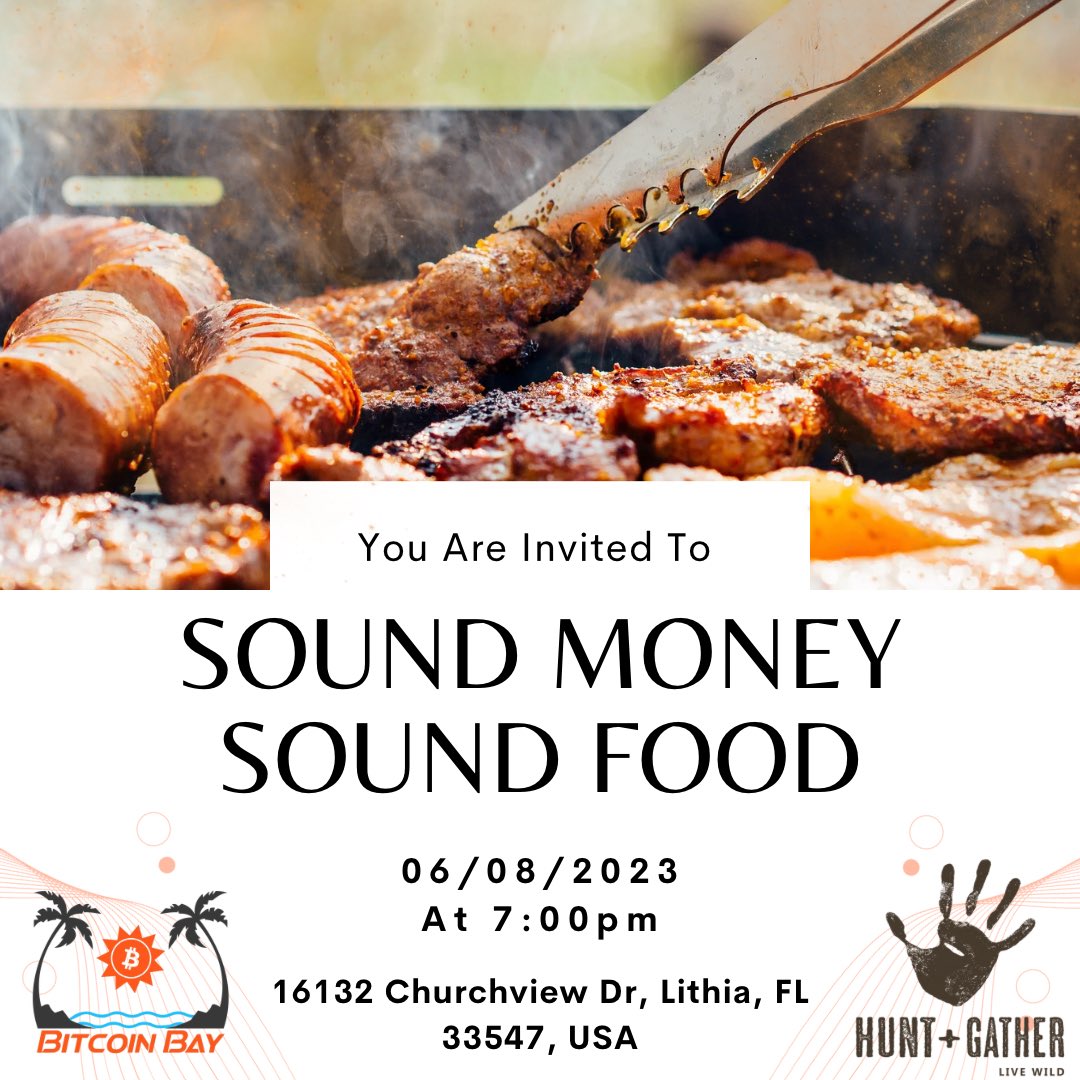 bitcoinbaytpa's tweet photo. Join us on June 8th for a tasty event! π½οΈβ¨
Bitcoin Bay and Hunt + Gather are celebrating Tampa Bay's flavors. π΄πΌπ
Experience Florida's diverse heritage through clean and yummy dishes.
Get your tickets now! Click the link in our bio. ποΈβ¨
#BitcoinBay #HuntAndGather https://t.co/NQIHENq6H5