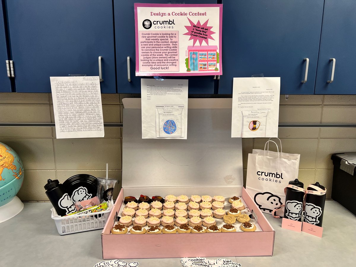 FWCommSchools's tweet image. C is also for Cookies. #CrumblCookies helped Lincoln Elementary School with a project where students got to design one of their cookies and convince them their idea was the best with a persuasive letter. #Lincoln #CisforCookie #EndOfTheYearABCs