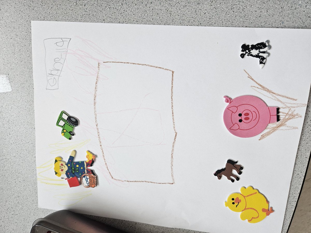 We had so much fun peeling and sticking our farm stickers today!