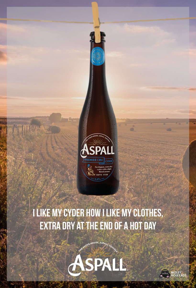 MoleyHoleyAds's tweet photo. I like my cyder how I like my clothes, extra dry at the end of a hot day ๐๐บ @OneMinuteBriefs #WashingLines @Aspall https://t.co/TGXeYK6nVe