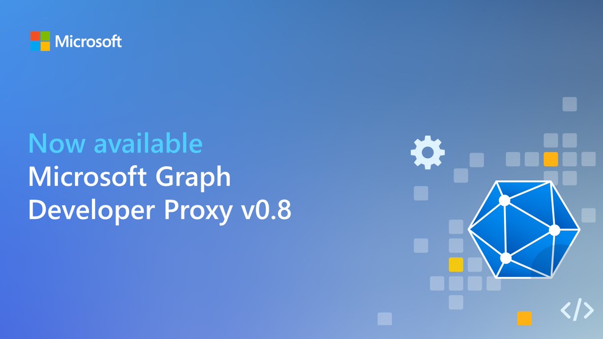 Microsoft365Dev's tweet photo. Microsoft Graph Developer Proxy v0.8 with minimal permissions detection, improved simulation of throttling, and caching guidance is now available.

Try it now: https://t.co/mhqIe6KuGq

#Microsoft365Dev #MicrosoftGraph https://t.co/8KXLqFtLKs