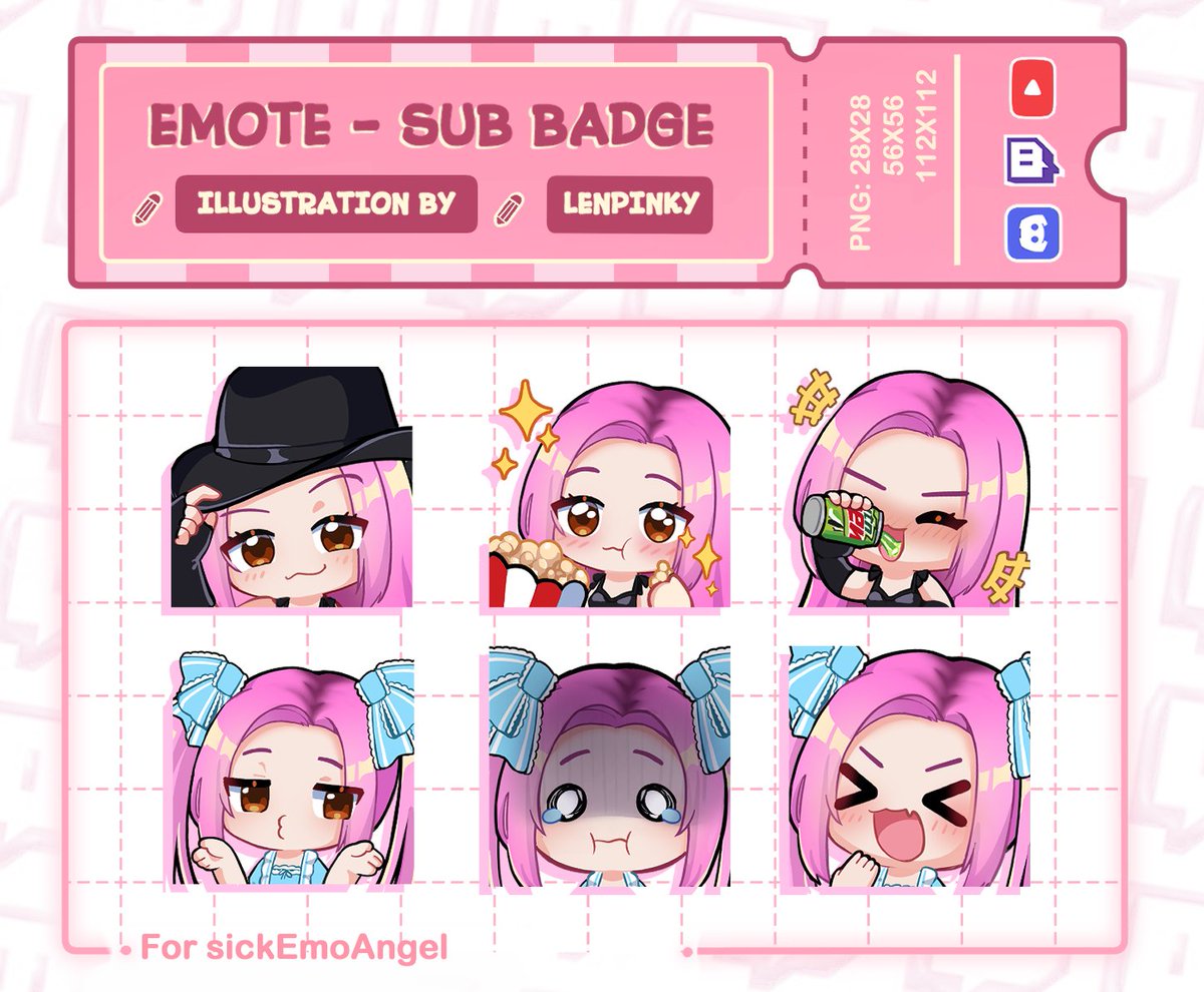 LenPinky273's tweet photo. New batch emotes  for cutie@sickEmoAngel
Thanks for supporting me, again >3< ~ 
My emotes commission is opened again  
Please message to me if you want some, I will be happy to work with you (OwO)/<3 #emote #twitchemotes #commissions https://t.co/XvqoeLmC5g