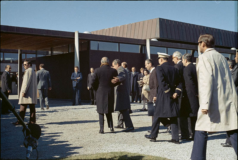 #Nixon50 #OTD 5/31/1973 President Nixon and President of France Georges Pompidou arrive in Iceland for the Reykjavik Summit, a series of meetings held to discuss various matters of diplomacy and international relations between the two nations. (Image: WHPO-E0900-14 & E0901-01A)