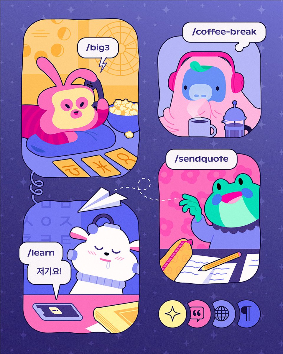 discord's tweet photo. We're featuring four new apps on the homepage of the App Directory!

Learn languages with Memrise, discover horoscopes with CHANI, stay connected with Cappuccino, or give your community that extra push with Motivation. Great for servers of all size.

https://t.co/UDBBPOCH9R https://t.co/c4RVRFWpQu