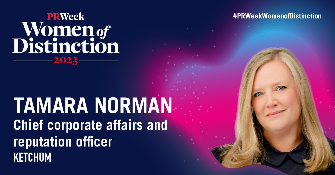 PRWeekUS's tweet image. Tamara Norman of @KetchumPR has been named into this year's PRWeek Women of Distinction class. Congratulations, Tamara! #PRWeekWomenofDistinction 
fal.cn/3yHP7
