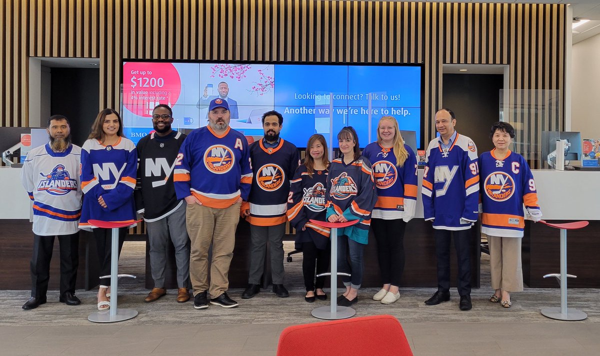 So today is Jersey day in support of @KidSportSK. I made a donation for my entire team at BMO Rochdale Vanstone and they wore some of my jerseys #soallkidscanplay. When they found out this wasn't all of them they are pretty sure i have a problem @NYIslanders  #isles