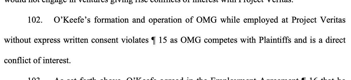 TERMINATION: When Project Veritas stopped paying @JamesOKeefeIII they violated BOTH his employment agreement and federal and state labor laws. This created a hostile work environment AND constituted constructive termination. [cont]