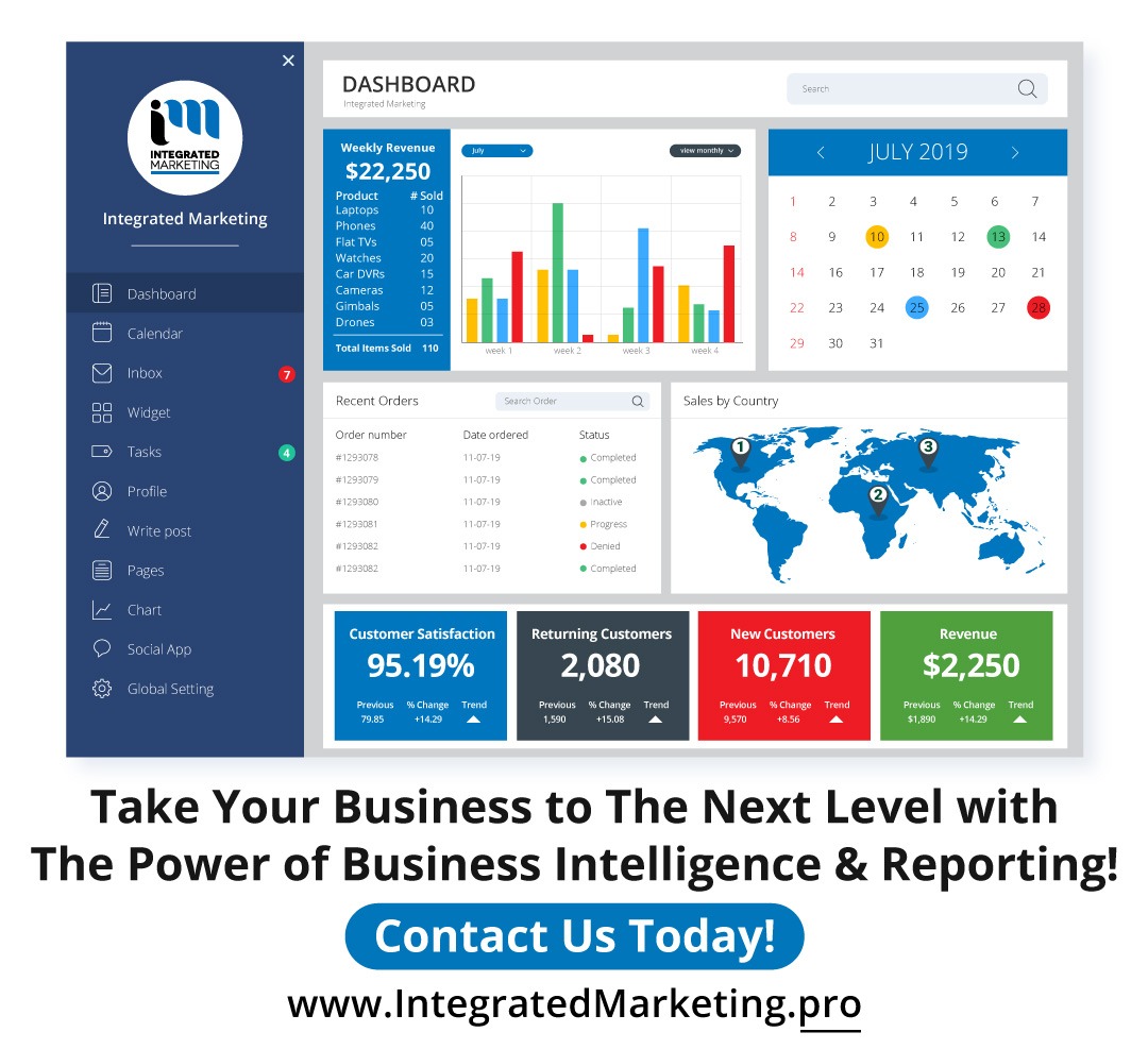 Experience The Power Of Latest Business Intelligence Tools. Visit our website or email: info@integratedmarketing.pro

#IntegratedMarketingPlatform #IntegratedMarketing #Marketing #SocialMedia #SearchEngine #Content #WebDevelopment #MobileMarketing #DigitalMarketing