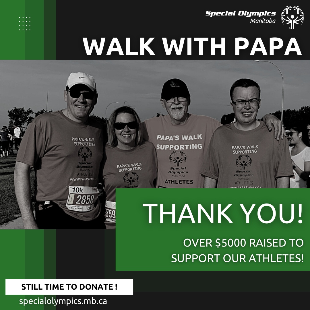 👟 WALK WITH PAPA UPDATE 👟

We want to send a big 𝗧𝗛𝗔𝗡𝗞 𝗬𝗢𝗨 to all those who participated in the Walk With Papa this month. 

Over $5000 was raised for our Provincial Team Athletes... but we're not done yet!

‼️ You still have until midnight tonight to raise funds.