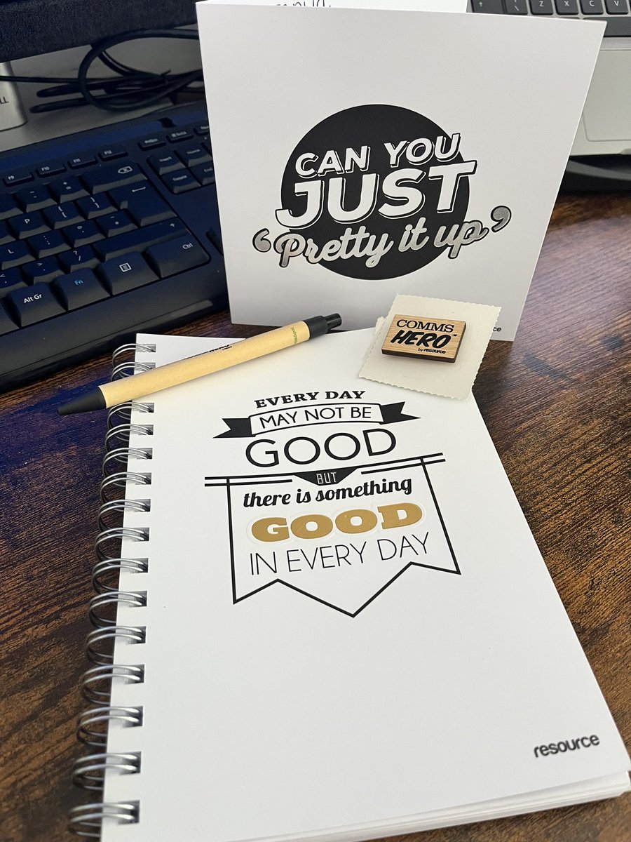 Absolutely loving my @CommsHero swag I won as part of their giveaway during #NatStatWeek. Can’t wait to crack open the new notebook. #lovestationary 🥰 ✍️📓