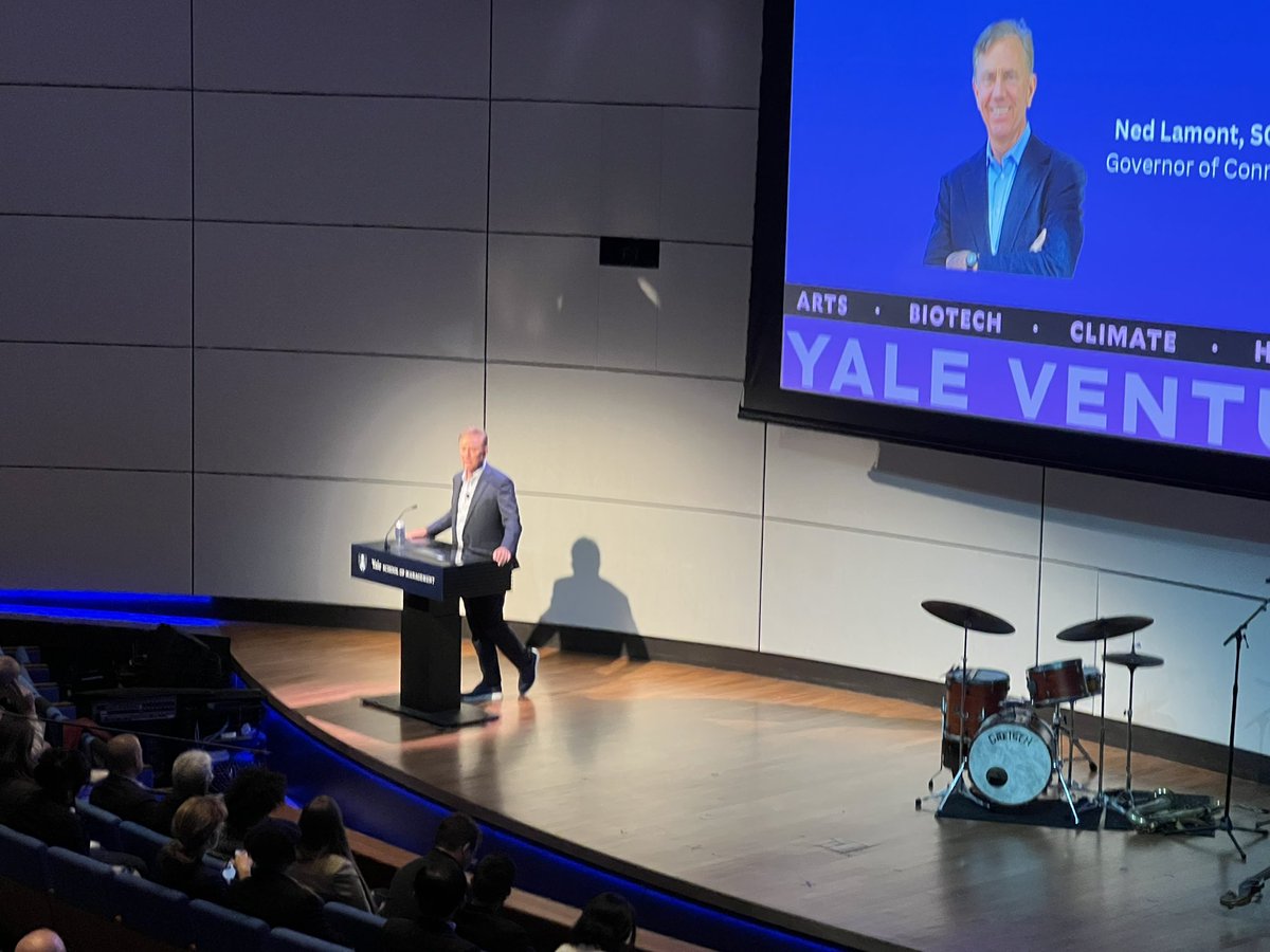 Yale_Ventures's tweet photo. “Those of you that are here in Connecticut, stay. Those of you who are visiting, you don’t know what you’re missing.” @GovNedLamont on entrepreneurship and innovation in CT in his opening remarks for #YaleInnovation23. https://t.co/7N3TiGCbYw