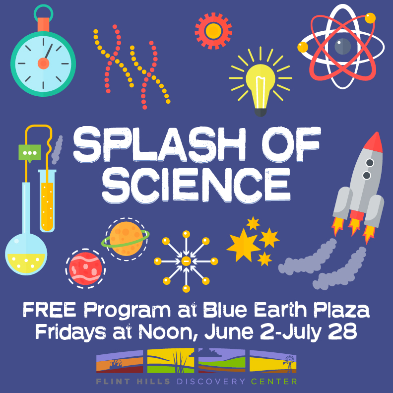 Participate in a FREE 5–10-minute science demonstration every Friday at noon, June 2-July 28, at Blue Earth Plaza. Bring lunch and then head to the FHDC for more fun!
Use the #SunflowerSummer program app, sunflowersummer.org to experience the exhibit, Mission Aerospace free.