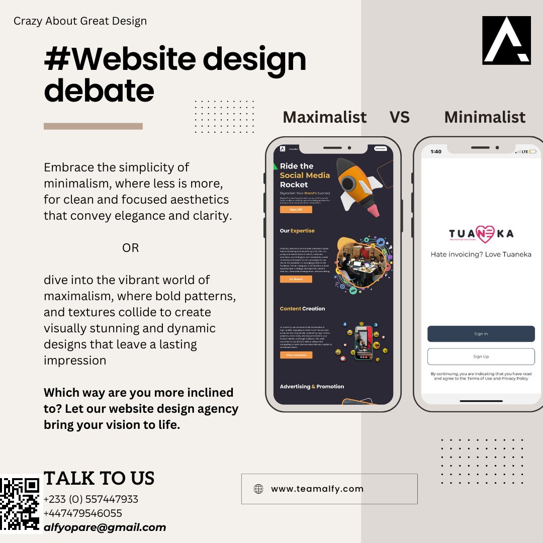 teamalfy's tweet photo. Are you team minimalism or team maximalism? 🚀

Discover how our website design agency can help you strike the perfect balance and create captivating online experiences that truly reflect your brand's identity. #design #team

https://t.co/Y0SPOHWJW7 https://t.co/uWY6whJg5J