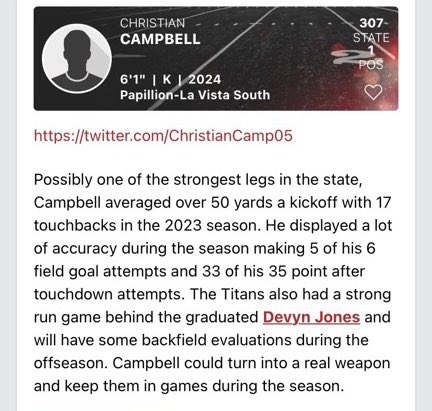 Thank you so much for the ranking and article! Big things coming this season, blessed to be recognized as #1 in the state for my position! <a href="/PrepRedzoneNE/">Prep Redzone Nebraska</a> <a href="/FMPMentoring/">FMP - Mentoring Project</a> <a href="/CoachClemenger/">Tim Clemenger</a> <a href="/PLSouthFB/">Papio South Football</a>