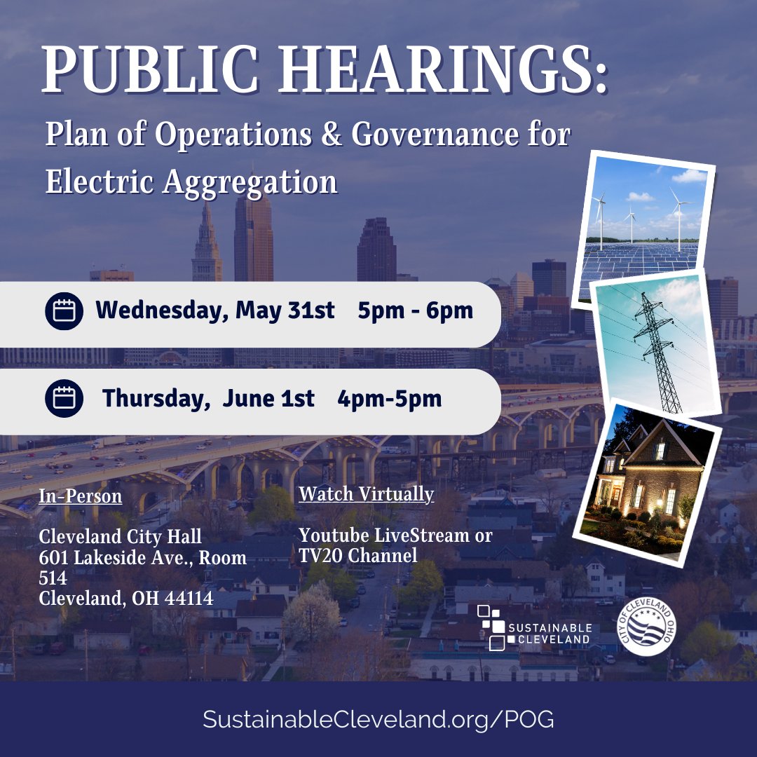 Join us today for the first public hearing on <a href="/SOPECenergy/">SOPEC - Sustainable Ohio Public Energy Council</a>'s Plan of Operations &amp; Governance for the <a href="/CityofCleveland/">City of Cleveland</a>.

Have questions? Our latest newsletter outlines options to Cleveland residents in anticipation of the program launch: ow.ly/lY5r50OB8g9