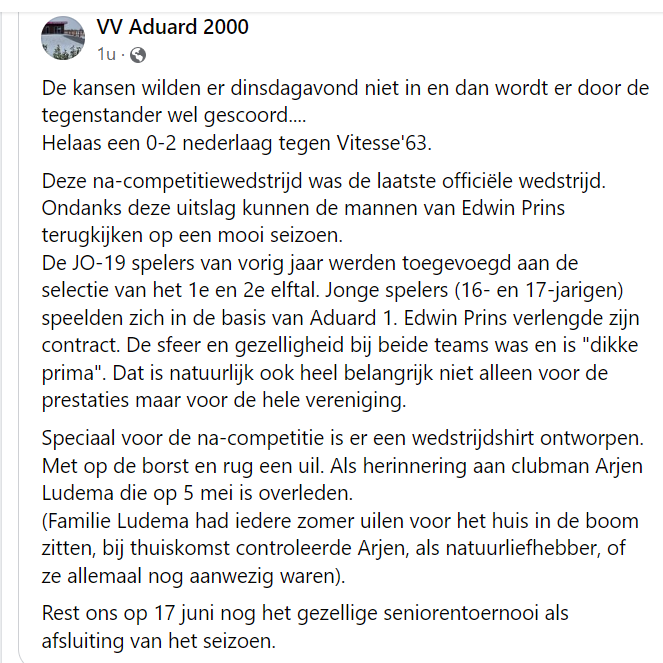 NieuwsAduard's tweet photo. Aduard speelde gisteravond in promotieduel tegen Vitesse'63 in speciaal ontworpen wedstrijdshirt ter nagedachtenis aan de onlangs overleden clubicoon Arjen Ludema,een schitterend gebaar en een prachtige shirt! #Aduard #eerbetoon #zaterdagvoetbal #3eklasse https://t.co/A09lz80UUg