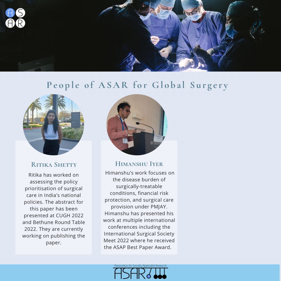 More from the contributors from ASAR! 

#globalsurgery #surgicalcare #surgery #globalsurgeryday #research #cataractsurgery #researchpaper #g4alliance #globalsurgeryweek2023