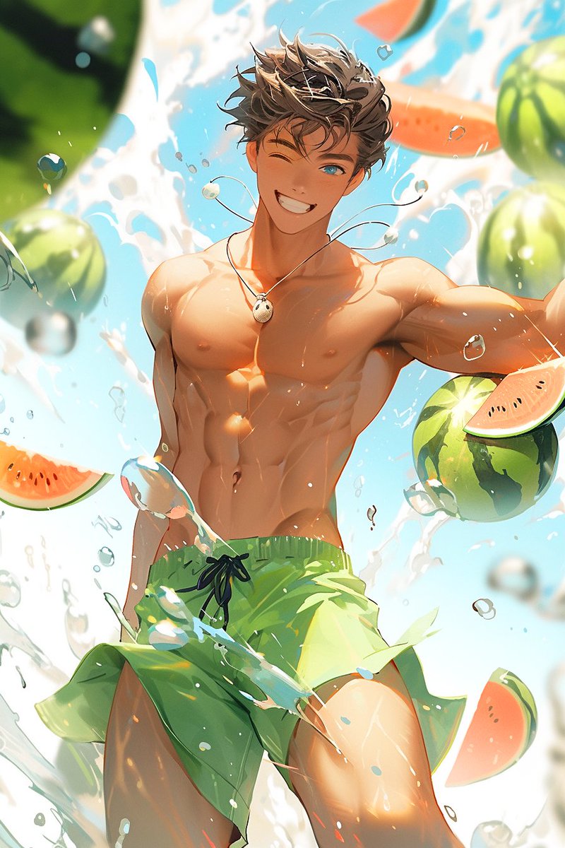 #nijijourneyv5 #nijijourney #AIart 
It's 30 degrees outside today, summer is truly here, but the price of watermelons is so high🍉