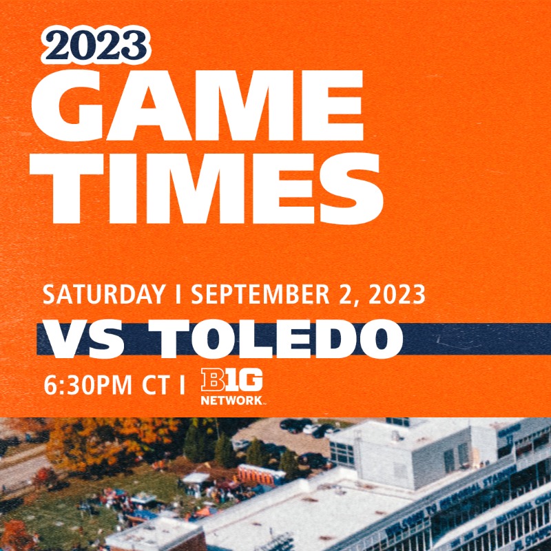 IlliniFootball's tweet photo. Three kickoff times are set!

#Illini // #HTTO // #famILLy
