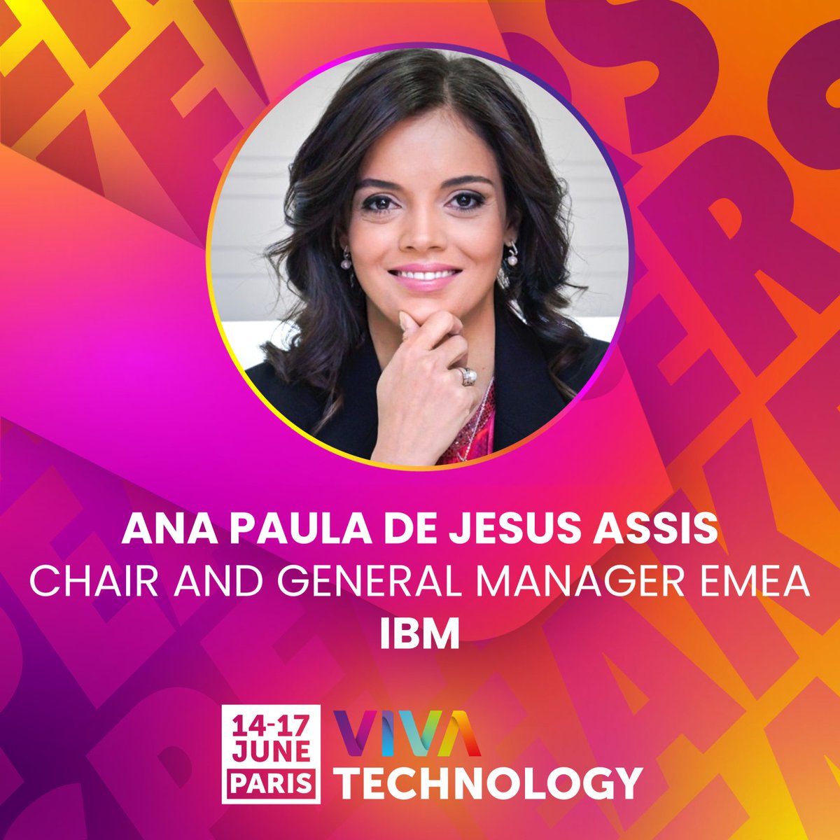 🚀 Thrilled to announce Ana Paula De Jesus Assis, General Manager EMEA <a href="/IBM/">IBM</a> as a #VivaTech speaker.

With a deep understanding of data, security &amp; cloud, get ready to unlock valuable insights &amp; inspiration!

Get your hands on a pass today ✨ vivatechnology.com/get-your-pass?…
