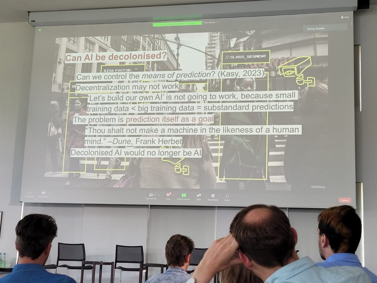 'Are we trying to build #sustainableAI from unsustainable assumptions?'
Interesting keynote talk by Prof. Ulises Mejias on (data) colonisation & challenges in decolonising AI. 

Sustainable AI conference @UniBonn

@GeckoItn